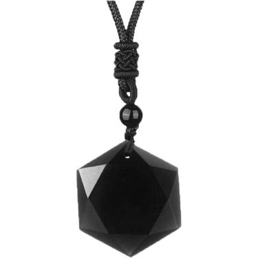 Imagem de Colar Hexagrama Pedra Obsidiana Negra Estrela Hexagonal