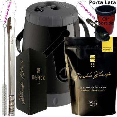 Imagem de Kit Completo Tereré Black Erva Mate Garrafa térmica Unitermi Copo Inox
