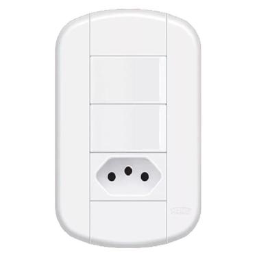 Imagem de Conjunto de 2 Interruptor Simples 16a-250 Volts E 1 Tomada 2p+t 10a-250 Volts Blanc Mais 11339294