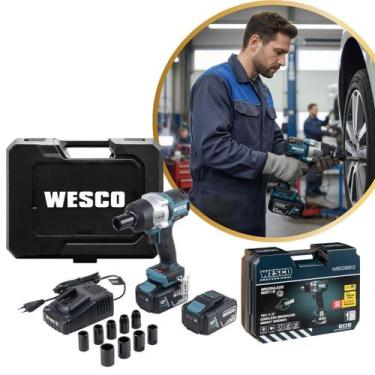 Imagem de Chave De Impacto 18V Wesco Ws2392K2 Brushless Com 2 Baterias