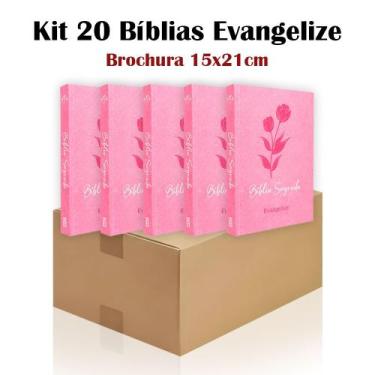 Imagem de Kit 20  Bíblia Sagrada Brochura Rosa - Evangelização - Textos Colorido