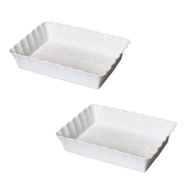 Imagem de Kit 2 Travessa  Canelatta LE CHEF Branca 30,5x22x6,5Cm - Paramount