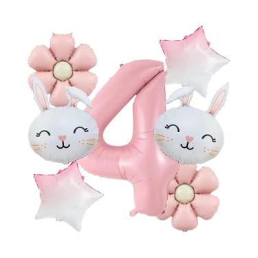 Imagem de Balões Rosa Fosco De Margarida E Coelho, 7pçs/conjunto, Decoração De F