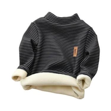 Imagem de Camiseta De Inverno Para Meninas Com Listras, Gola Alta, Camiseta Infa