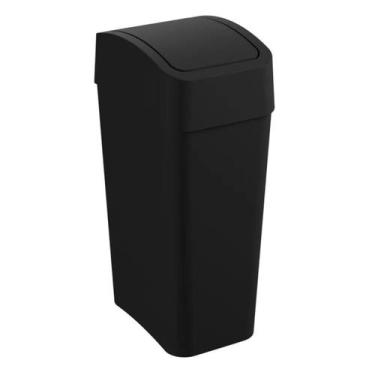 Imagem de Lixeira Cesto De Lixo Banheiro Cozinha Tampa Basculante 8 Litros Preto