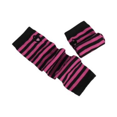 Imagem de Luvas De Tricô Sem Dedos Listradas Estilo Hip-Hop Harajuku, Aquecedore