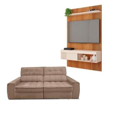 Imagem de Kit Sofá Matielo América 3 Lugares Retrátil Reclinável com Painel TV 4