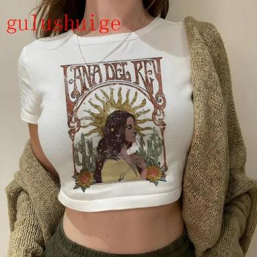 Imagem de Camiseta Vintage Feminina Harajuku De Manga Curta, Lana Del Rey Ldr, G
