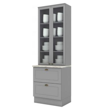 Imagem de Cristaleira Henn Americana 2 Portas 2 Gavetas Sd C357-05 Cinza