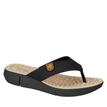 Imagem de Tamanco Feminino Salto Baixo Modare 7142.106 - Preto/Camel Pingente - 