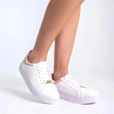 Imagem de Tênis Casual D Bell Outlet Fashion Napa Traseira Organza Enfeite Branco-Feminino