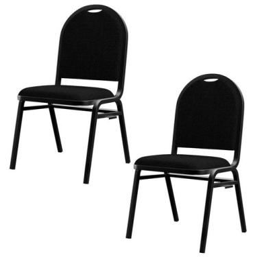 Imagem de Kit 2 Cadeiras Hoteleiras Auditório Empilhável Linho Z33 Preto - Mpoze
