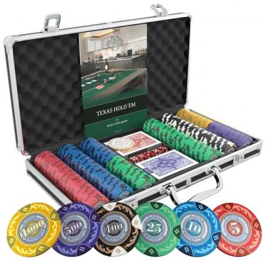 Imagem de Maleta de Poker com 300 Fichas de Argila Numeradas e Manual de Regas, Bullets, Preta