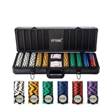 Imagem de Maleta de Poker em Alumínio com 500 Fichas sem Numeração para Texas Holdem 14g, Artgame, Preta