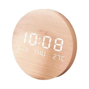 Imagem de Relógio De Parede Digital LED Silencioso Com Exibição De Temperatura, 