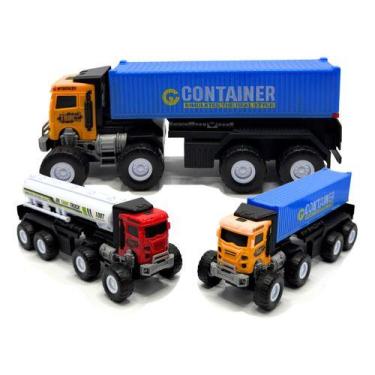 Imagem de Kit Caminhões Container 2 Unidades Brinquedo Carrinho - dute toys, Col