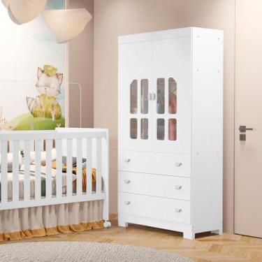 Imagem de Guarda-roupa para Quarto de Bebê 2 Portas Katatau Branco Fosco - Móvei