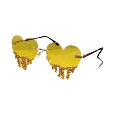 Imagem de Óculos De Sol Femininos Em Formato De Coração Com Strass Sem Aro, Ócul
