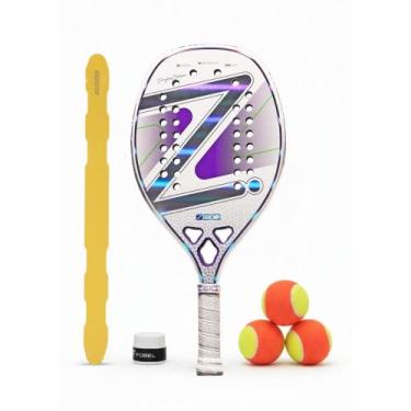 Imagem de Raquete de Beach Tennis Pro Violet Collani White Zeiq  3K + KIT UPGRAD