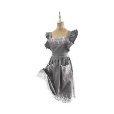 Imagem de Avental Vintage Feminino De Algodão E Linho Com Estampa Floral Para Co