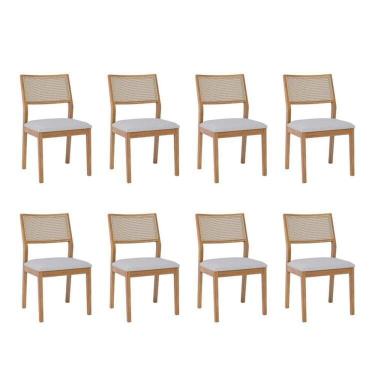Imagem de Kit 8 Cadeiras para Sala de Jantar Estofadas Oiti Madeira/cinza