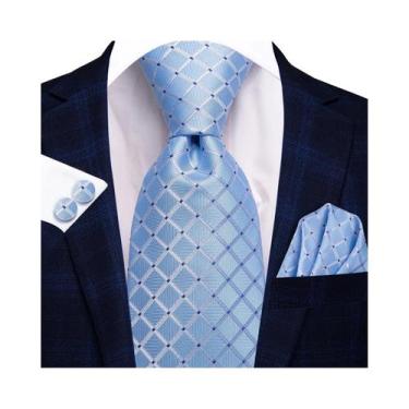 Imagem de Conjunto De Gravata, Abotoaduras E Lenço De Bolso Masculino Xadrez Pre