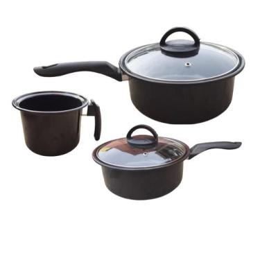 Imagem de jg panelas cerâmica fogão cooktop elétrico indução 5peçasc - Lê Black