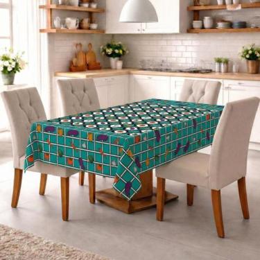 Imagem de Toalha de Cozinha Oxford 1,45 x 3,00 Estampada Retangular Mesa para 10