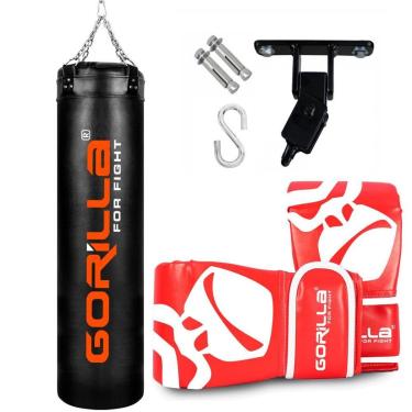 Imagem de Saco De Pancada 180 Cm Profissional + Luva Bate Saco PRO + Suporte Articulado Teto Gorilla-Unissex