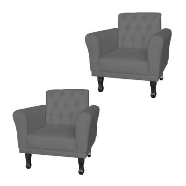 Imagem de Kit 2 Poltronas Decorativas Pés Luis VX Para Clínica Classic Suede Cin