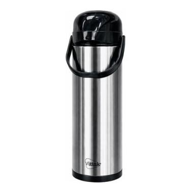 Imagem de Vittak Garrafa Térmica Inox 1L Café Chá Quente Fria Ampola Vidro Escri