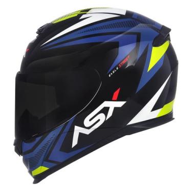 Imagem de Capacete Para Moto Integral Asx Eagle Street Colorido, Preto/Azul/Amar
