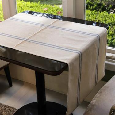Imagem de Trilho de Mesa Juliana - Algodão, Dupla Listra Azul, 50x120cm - Ateliê