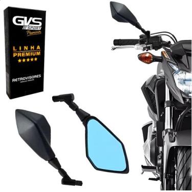 Imagem de Par retrovisores gvs z400 haste longa 90 lente plana azul par h - 6101