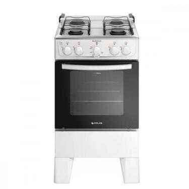 Imagem de Fogão 4 Bocas Preto com Mesa Inox Atlas Milão Plus Bivolt, Branco, Biv