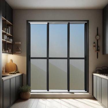 Imagem de Porta de Correr 3 Folhas Moveis Sequenciais 210 X 120 Elite com Fecho 