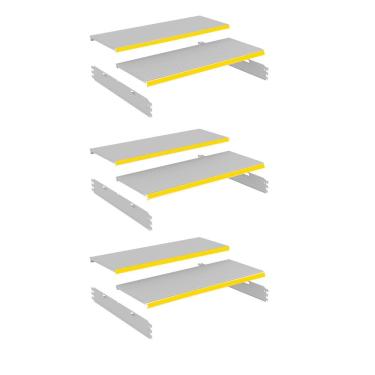 Imagem de Kit 3 Bandeja Gondola Rack FIT Branco 6X 30x90 CH22 Pe Amare