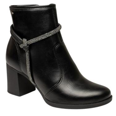 Imagem de Bota Coturno Dakota Feminina Cano Curto Preto Com Strass Lançamento DA