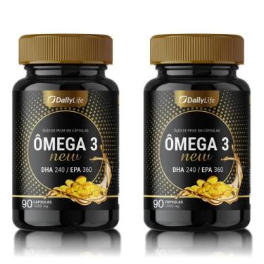 Imagem de Kit 2x Ômega 3 New DailyLife 90 Cápsulas DHA 240 EPA 360 Saúde e Bem-E