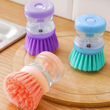 Imagem de Escova De Limpeza Com Recipiente Para Detergente Multiuso Lava Louças 