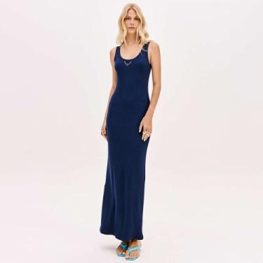 Imagem de Vestido Super Mid Lança Perfume Frisos Pr26 Marinho Feminino, M