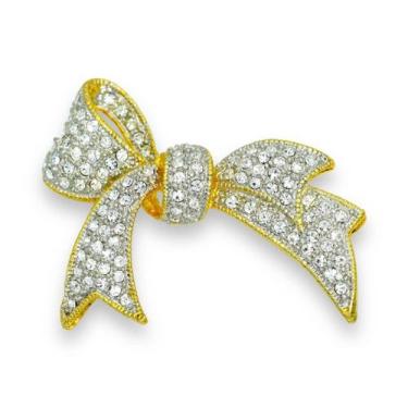 Imagem de Broche Lacinho Strass BRG9563 - Akasaki, Dourado