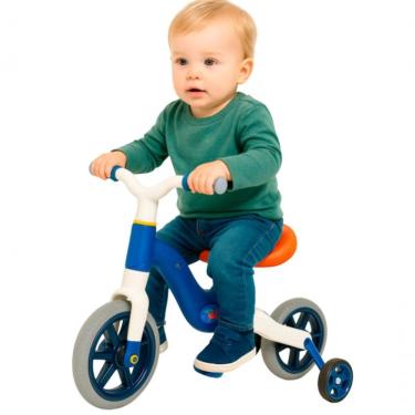 Imagem de Bicicleta Infantil de Equilíbrio 2 em 1 com Rodinhas Removíveis Azul para Crianças a Partir de 3 Anos Unitoys