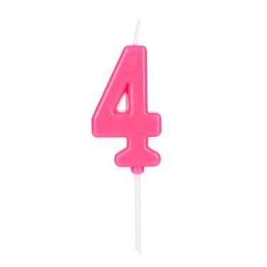Imagem de Vela de Aniversário Número 4 Rosa 4,5 cm Silver Plastic