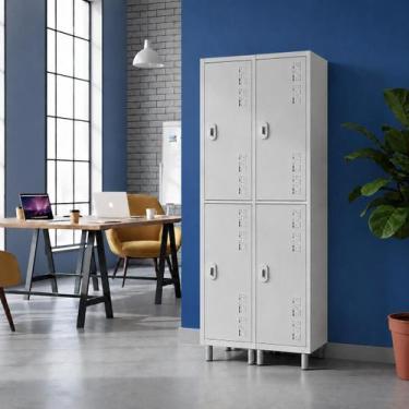 Imagem de Armário aço 4 portas grandes empresa para guardar uniformes - W3, Cinz