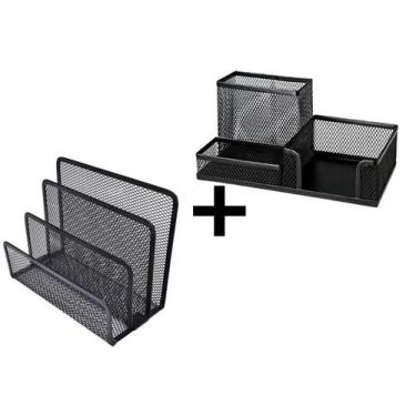 Imagem de Kit Organizador de Mesa de Escritório 2 Peças Porta Treco Lápis Caneta