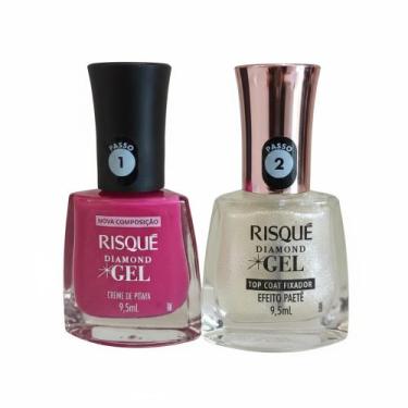 Imagem de Esmalte Risqué Gal Diamond: Creme de Pitaya e Efeito Paetê Top Coat Fi
