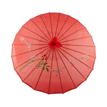 Imagem de Guarda-chuva De Seda Feminino 82/84cm Com Flores De Cerejeira Japonesa