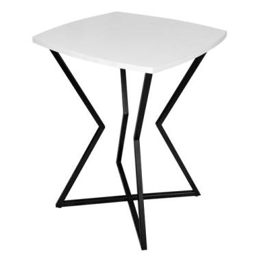 Imagem de Mesa de Canto Lateral Alta Quadrada para Sala Austria - Preta Branca -
