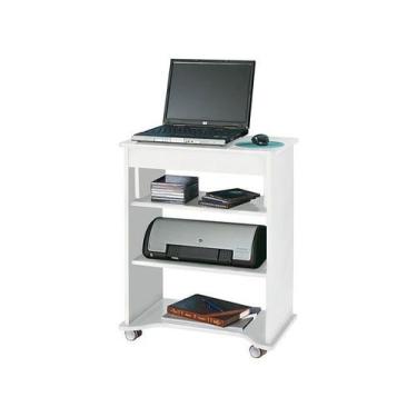 Imagem de Mesa para Notebook com Rodinhas e 100% MDF 55cm Tampo Portátil Branca 